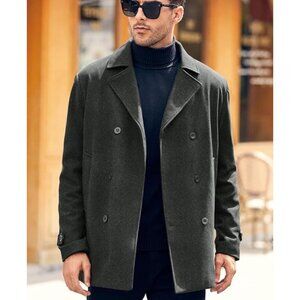 Claiborne Mens Charcoal Preppy Academic Wool Peacoat Double-Breasted Jacket XL